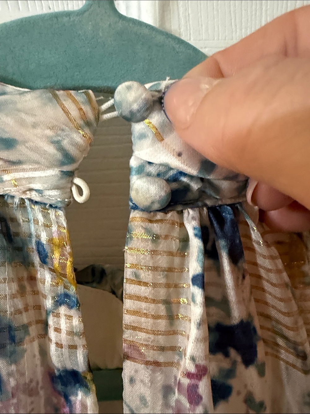 Anthropologie High-Neck Floral Maxi Dress in Blue and Cream NWT - Picture 9 of 10